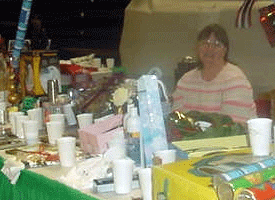 Linda Jones at the raffle table